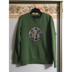 Tate 100 Medium Green London Deer Fleece Casual Star Athleisure Sweatshirt